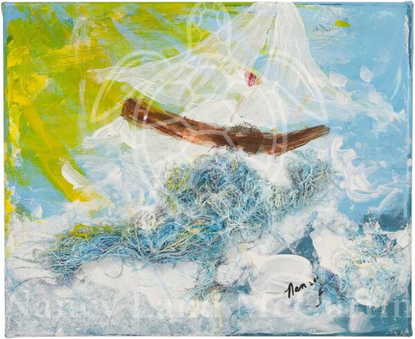 Sailing, an abstract coastal artwork by blind artist Nancy McCurtin