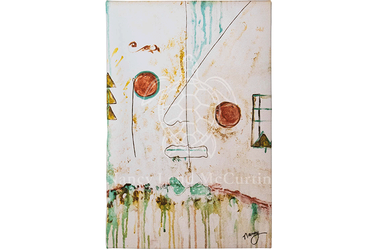 Mixed media, abstract, 3D: Acrylic paint, string