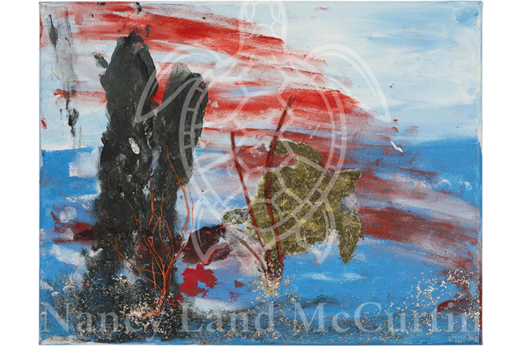Mixed Media 3D: Acrylic Paint, String, Glitter
